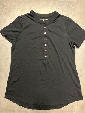 Calvin Klein Jeans Men’s Black Short-Sleeve Henley Polo